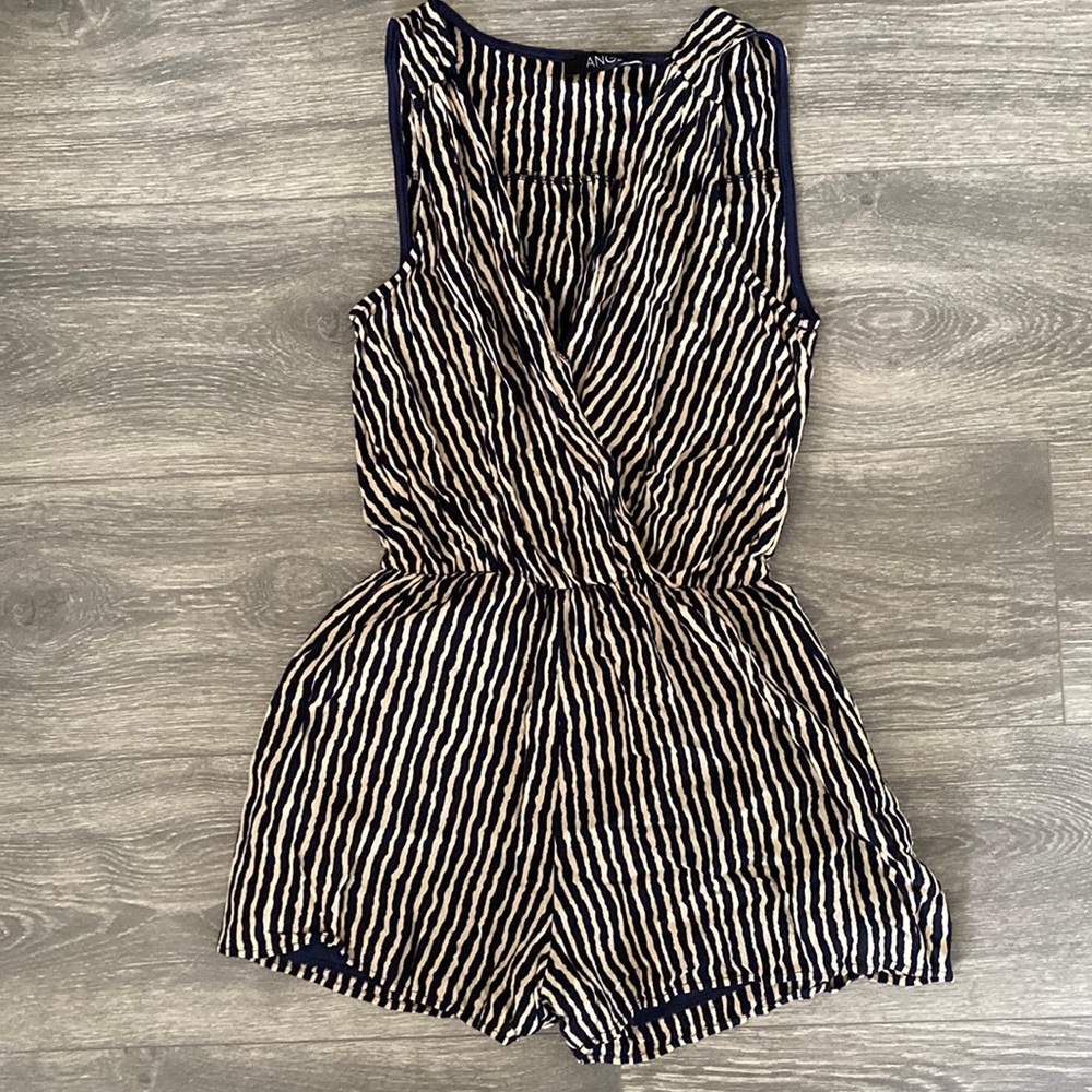Navy & Cream Striped Sleeveless Romper